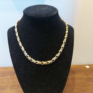 Vintage Gold Toned Loop & Leaf Necklace